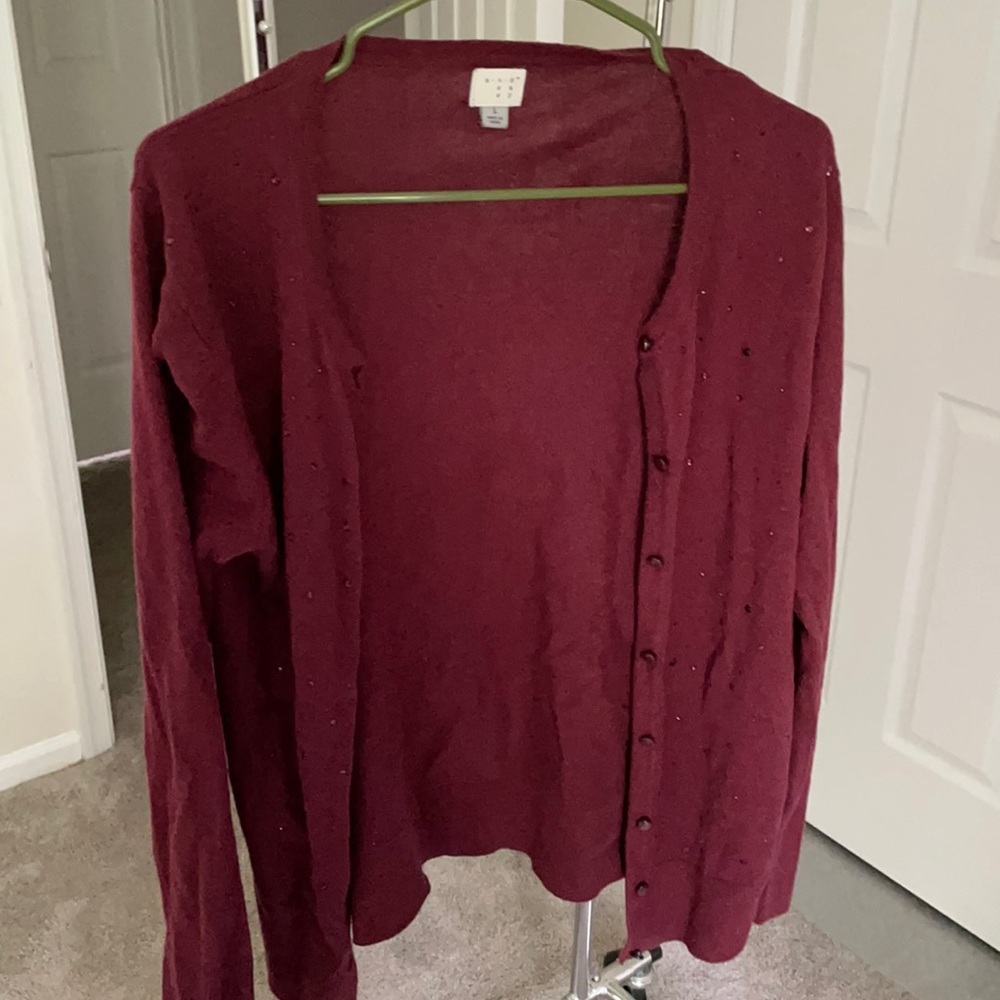 A new day maroon cardigan with crystals size l